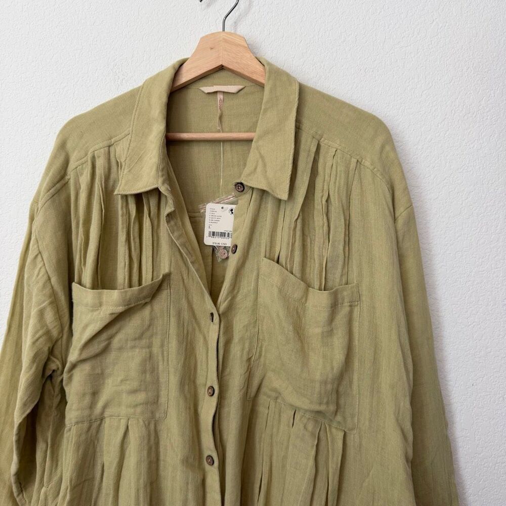 Free People Dried Aloe Green The Voyager Mini Dress Women's Size Large NWT - Picture 3 of 6